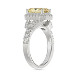 14K WHITE GOLD 2 3/4CT ROUND/BAGUETTE/RADIANT DIAMOND LADIES RING (CENTER STONE YELLOW RADIANT DIAMOND 2CT)