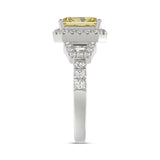 14K WHITE GOLD 2 3/4CT ROUND/BAGUETTE/RADIANT DIAMOND LADIES RING (CENTER STONE YELLOW RADIANT DIAMOND 2CT)