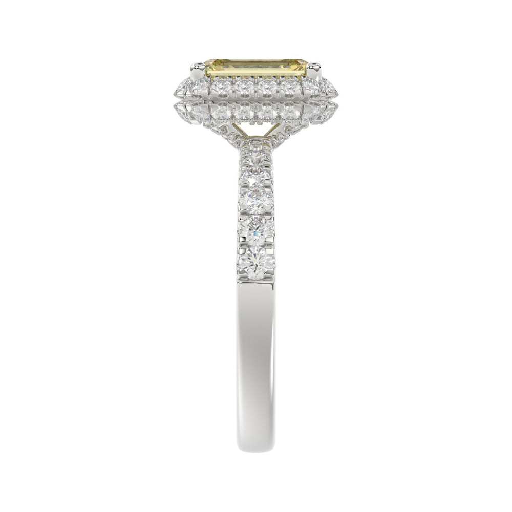 14K WHITE GOLD 1.00CT ROUND/YELLOW RADIANT DIAMOND LADIES RING (CENTER STONE YELLOW RADIANT DIAMOND 3.00CT)
