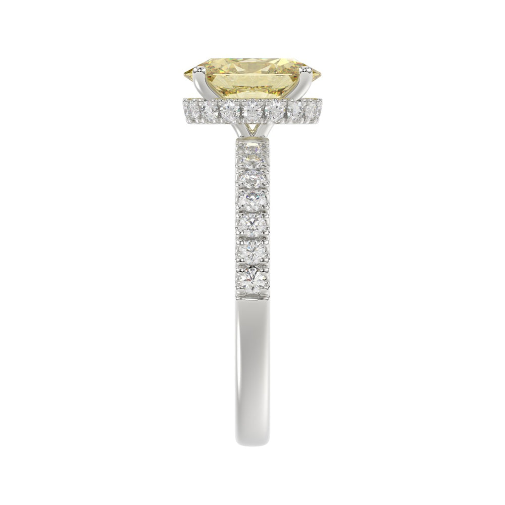 14K WHITE GOLD 2 1/2CT ROUND/YELLOW OVAL DIAMOND LADIES RING (CENTER STONE 2.00CT) 