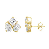 14K YELLOW GOLD 3.00CT PEAR/OVAL/PRINCESS DIAMOND LADIES EARRING