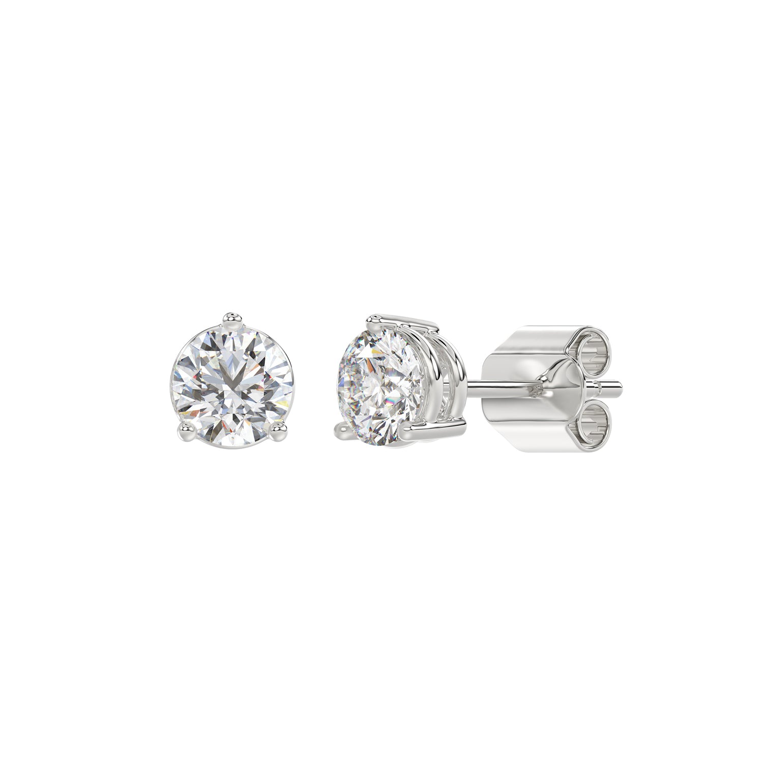 10K WHITE GOLD 2CT ROUND DIAMOND SOLITAIRE EARRINGS