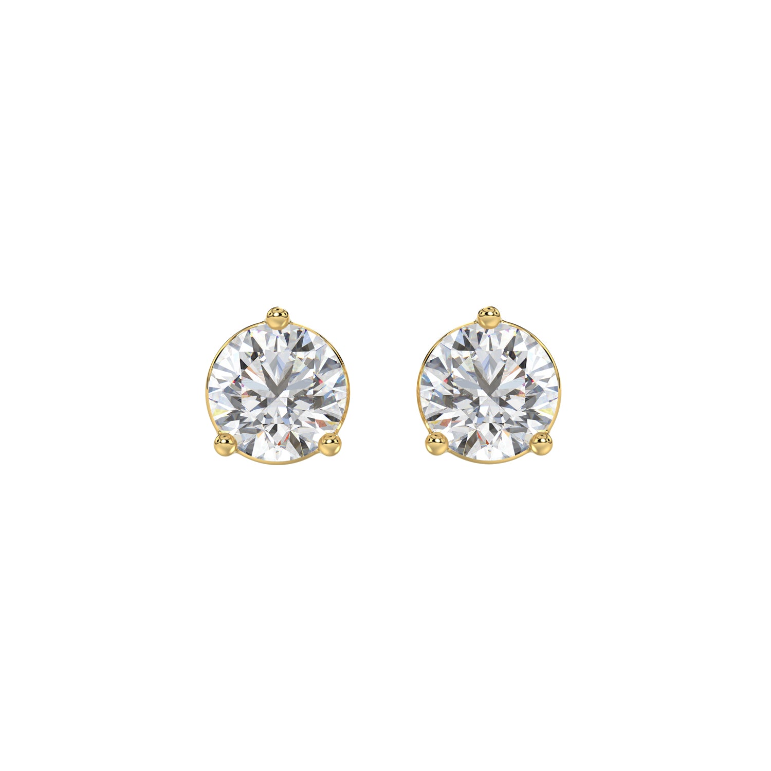 10K YELLOW GOLD 3CT ROUND DIAMOND SOLITAIRE EARRINGS