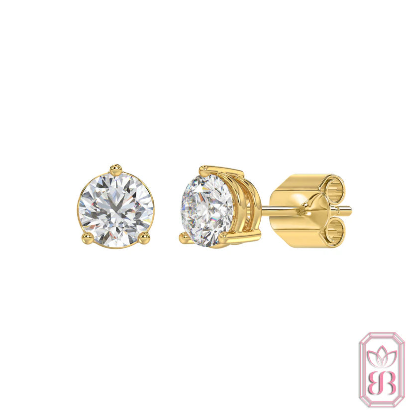 Classic Diamond Stud Earrings for Her | 3.00 CTW Lab-Created Diamonds | 10K Yellow Gold