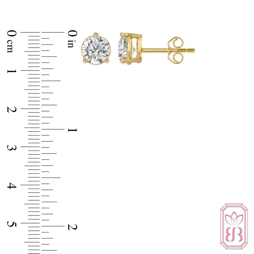 Classic Diamond Stud Earrings for Her | 3.00 CTW Lab-Created Diamonds | 10K Yellow Gold