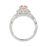 14K WHITE GOLD 3.00CT ROUND/HALF MOON/EMERALD DIAMOND LADIES RING (CENTER STONE EMERALD PINK DIAMOND 2.00CT)