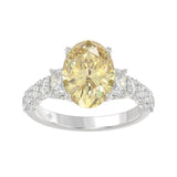 14K WHITE GOLD 4 1/4CT ROUND/EMERALD/OVAL DIAMOND LADIES RING  (CENTER STONE OVAL YELLOW DIAMOND 3.00CT)