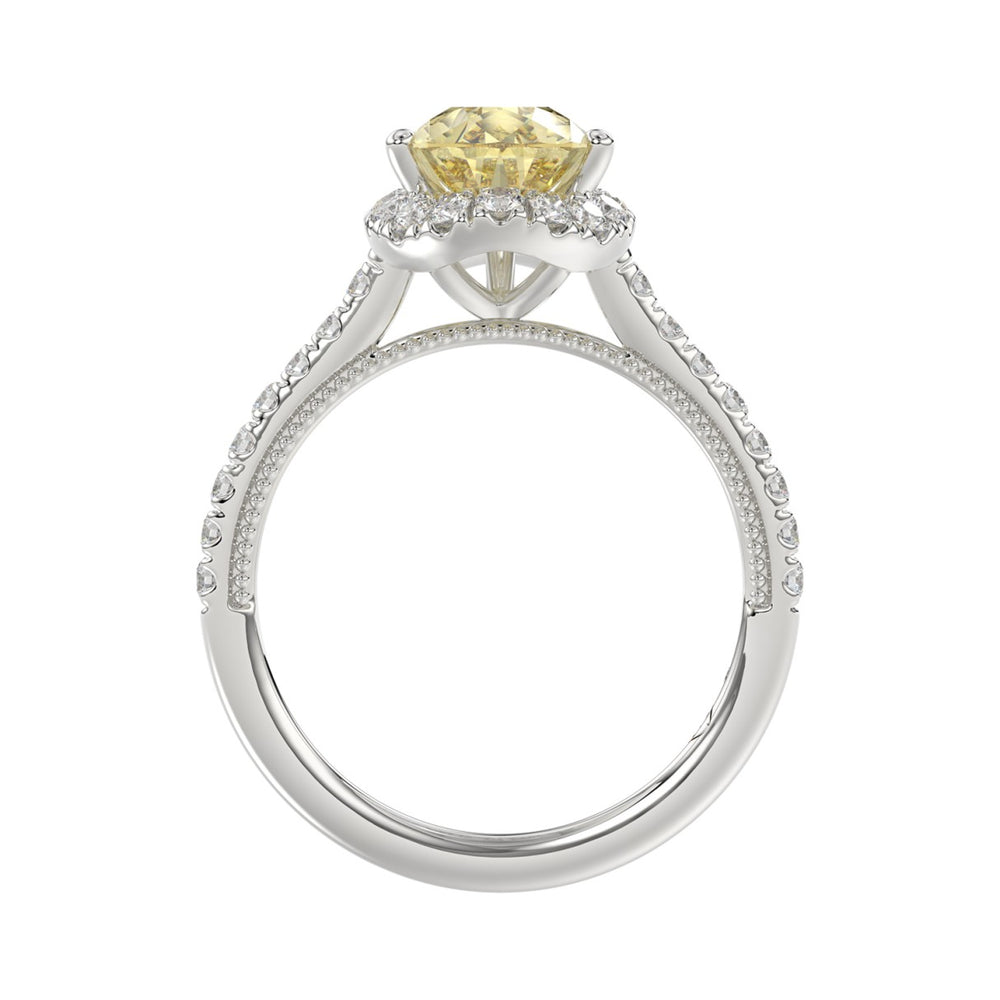 14K WHITE GOLD 2 1/2CT ROUND/PEAR DIMAOND LADIES RING (CENTER STONE PEAR YELLOW DIAMOND 2.00CT)