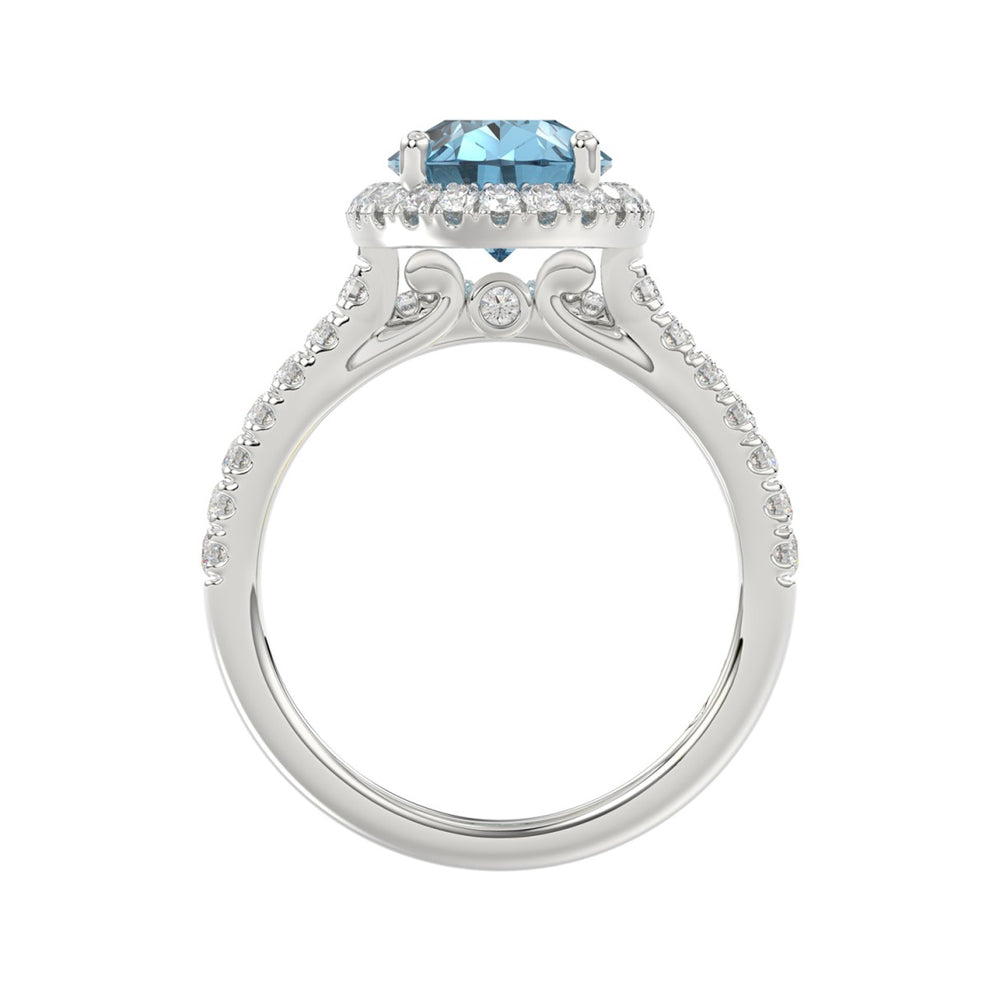 14K WHITE GOLD 4.00CT ROUND/PEAR DIAMOND LADIES BRIDAL SET (CENTER STONE PEAR BLUE DIAMOND 3.00CT)