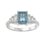 14K WHITE GOLD 3 1/4CT ROUND/BAGUETTE/EMERALD DIAMOND LADIES RING (CENTER STONE EMERALD BLUE DIAMOND 2.00CT)