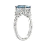 14K WHITE GOLD 3 1/4CT ROUND/BAGUETTE/EMERALD DIAMOND LADIES RING (CENTER STONE EMERALD BLUE DIAMOND 2.00CT)