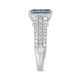 14K WHITE GOLD 4.00CT ROUND/RADIANT/BAGUETTE DIAMOND LADIES RING (CENTER STONE RADIANT BLUE DIAMOND 3.00CT)