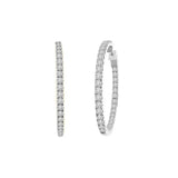 10K WHITE GOLD 5.00CT ROUND DIAMOND LADIES HOOP EARRINGS