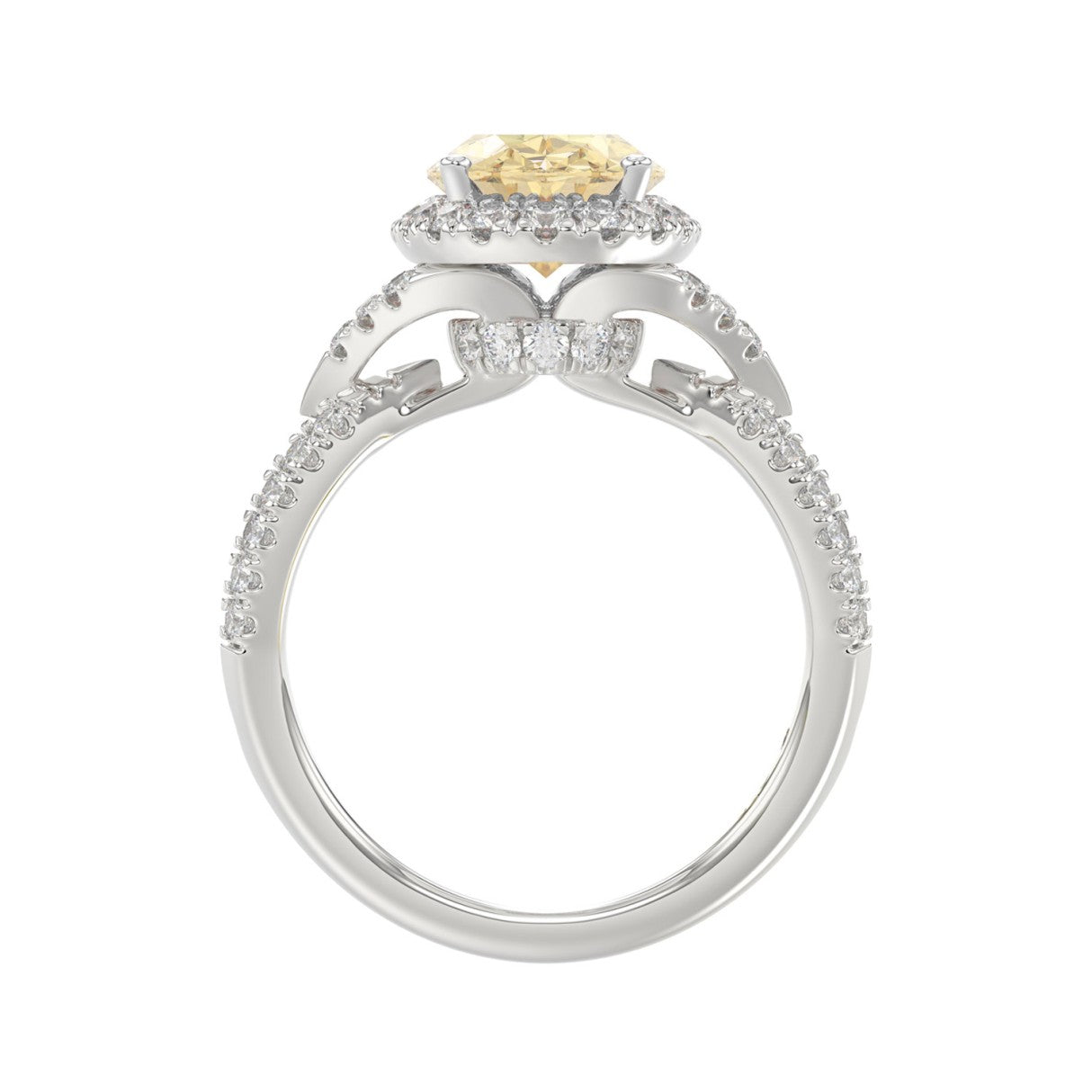 14K WHITE GOLD 4 1/2CT ROUND/YELLOW OVAL DIAMONDLADIES RING (CENTER STONE YELLOW OVAL DIAMOND 2.00CT)