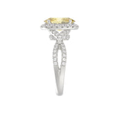 14K WHITE GOLD 4 1/2CT ROUND/YELLOW OVAL DIAMONDLADIES RING (CENTER STONE YELLOW OVAL DIAMOND 2.00CT)