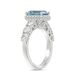 14K WHITE GOLD 3 1/2CT ROUND/RADIANT DIAMOND LADIES RING (CENTER STONE RADIANT BLUE DIAMOND 2.00CT)