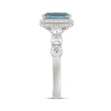 14K WHITE GOLD 3 1/2CT ROUND/RADIANT DIAMOND LADIES RING (CENTER STONE RADIANT BLUE DIAMOND 2.00CT)