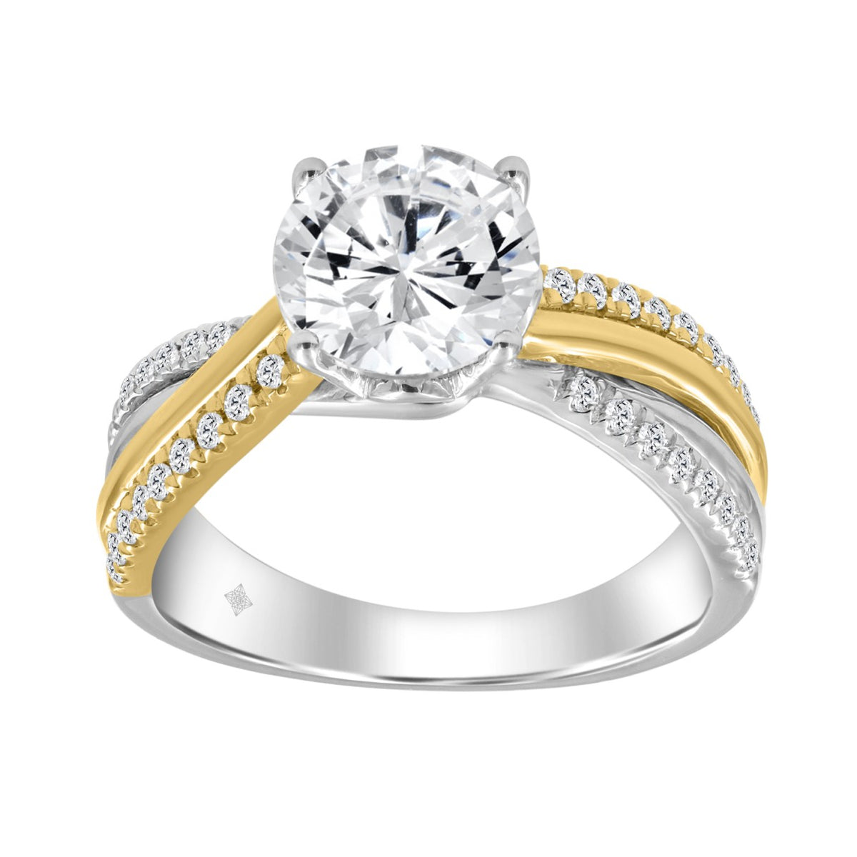 10K WHITE/YELLOW GOLD 2 1/4CT ROUND DIAMOND LADIES RING (CENTER STONE ROUND DIAMOND 2CT)