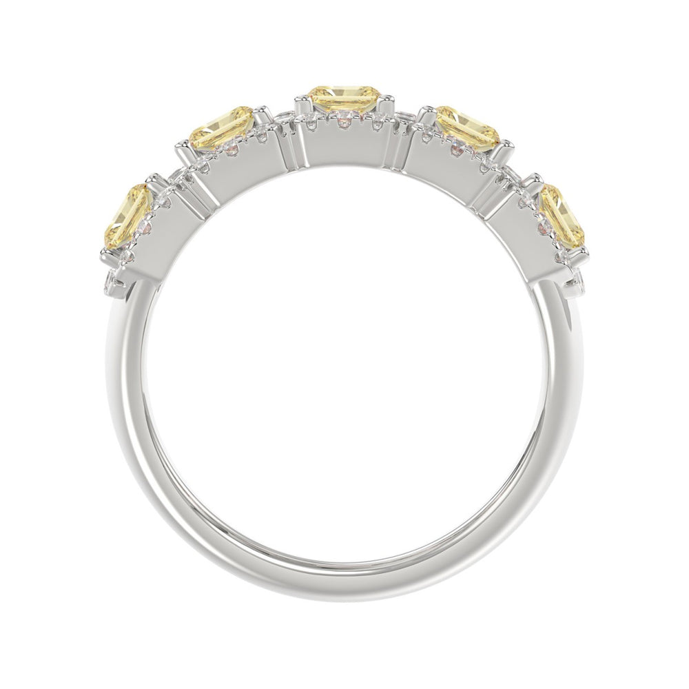 14K WHITE GOLD 3.00CT ROUND/RADIANT YELLOW DIAMOND LADIES RING