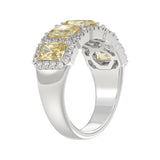 14K WHITE GOLD 3.00CT ROUND/RADIANT YELLOW DIAMOND LADIES RING