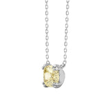 14K WHITE GOLD 1.00CT CUSHION YELLOW DIAMOND LADIES PENDANT