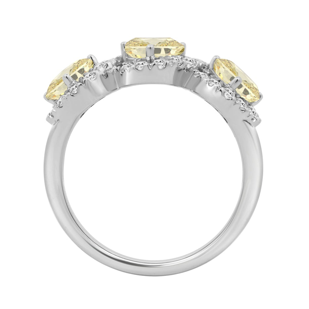 14K WHITE GOLD 2.00CT ROUND/YELLOW CUSHION DIAMOND LADIES RING