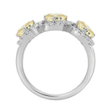 14K WHITE GOLD 2.00CT ROUND/YELLOW CUSHION DIAMOND LADIES RING