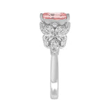 14K WHITE GOLD 3 1/4CT MARQUISE/PEAR/PINK RADIANT DIAMOND LADIES RING (CENTER STONE PINK RADIANT DIAMOND 2CT)