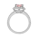 14K WHITE GOLD 2 3/4CT ROUND/CUSHION PINK DIAMOND LADIES RING