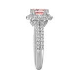 14K WHITE GOLD 2 3/4CT ROUND/CUSHION PINK DIAMOND LADIES RING