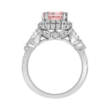14K WHITE GOLD 4 3/4CT ROUND/PEAR/PINK CUSHION DIAMOND LADIES RING (CENTER STONE CUSHION DIAMOND 3.00CT)