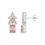 14K WHITE GOLD 3.00CT PEAR/MARQUISE/PINK RADIANT DIAMOND LADIES EARRINGS
