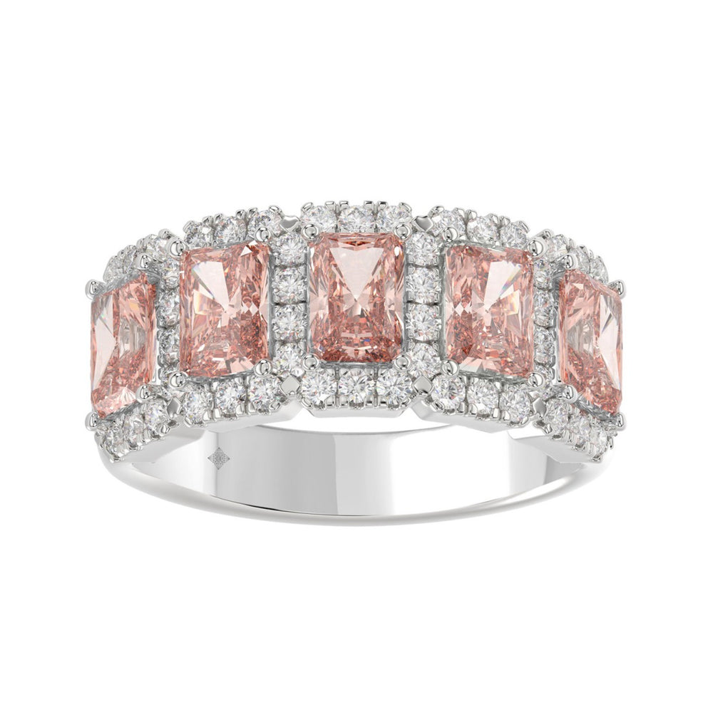 14K WHITE GOLD 3.00CT ROUND/PINK RADIANT DIAMOND LADIES RING