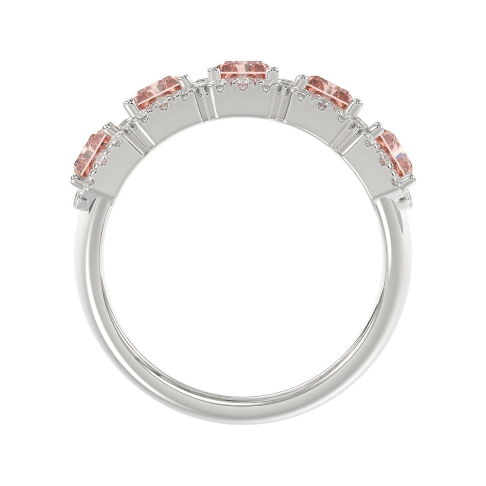 14K WHITE GOLD 3.00CT ROUND/PINK RADIANT DIAMOND LADIES RING