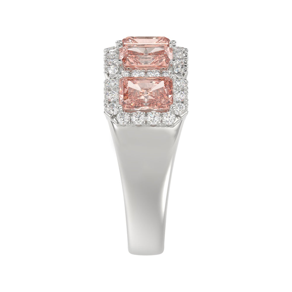 14K WHITE GOLD 3.00CT ROUND/PINK RADIANT DIAMOND LADIES RING