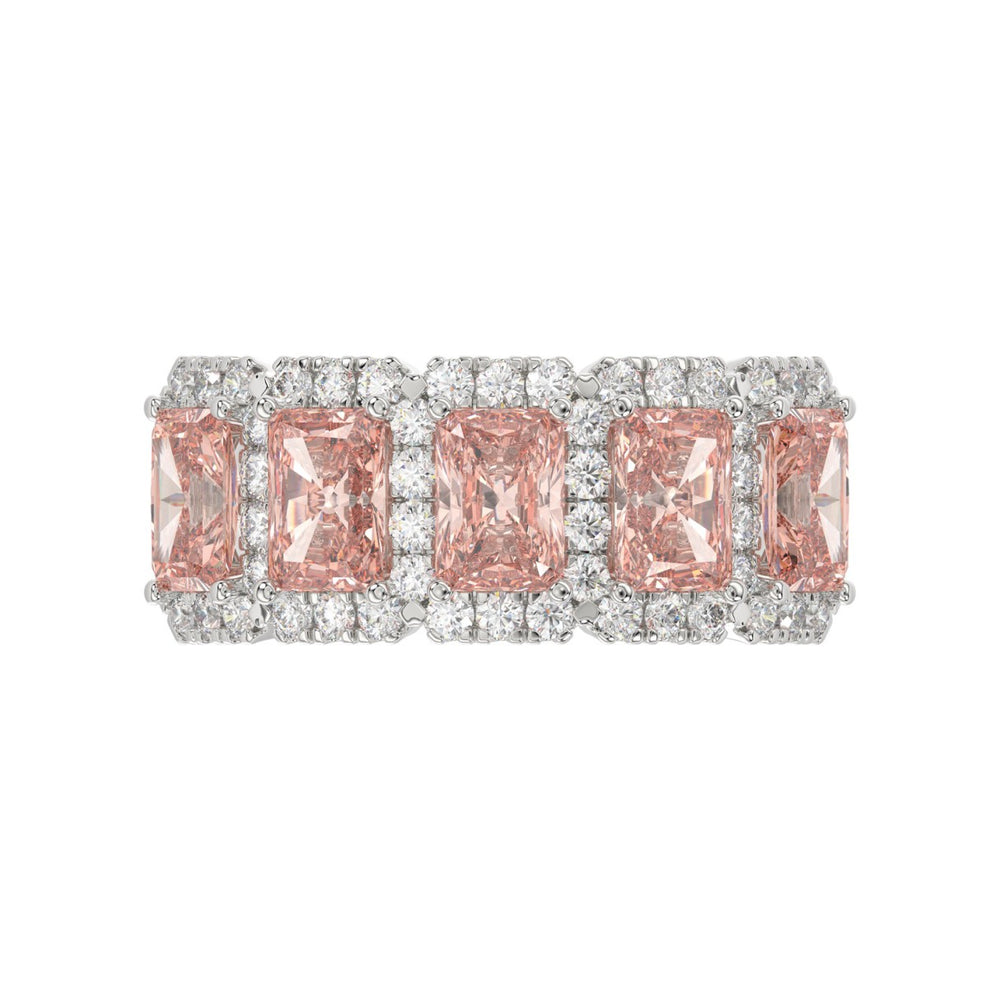 14K WHITE GOLD 3.00CT ROUND/PINK RADIANT DIAMOND LADIES RING