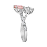 14K WHITE GOLD 2.1/4CT ROUND/MARQUISE/PEAR/PINK RADIANT DIAMOND LADIES RING