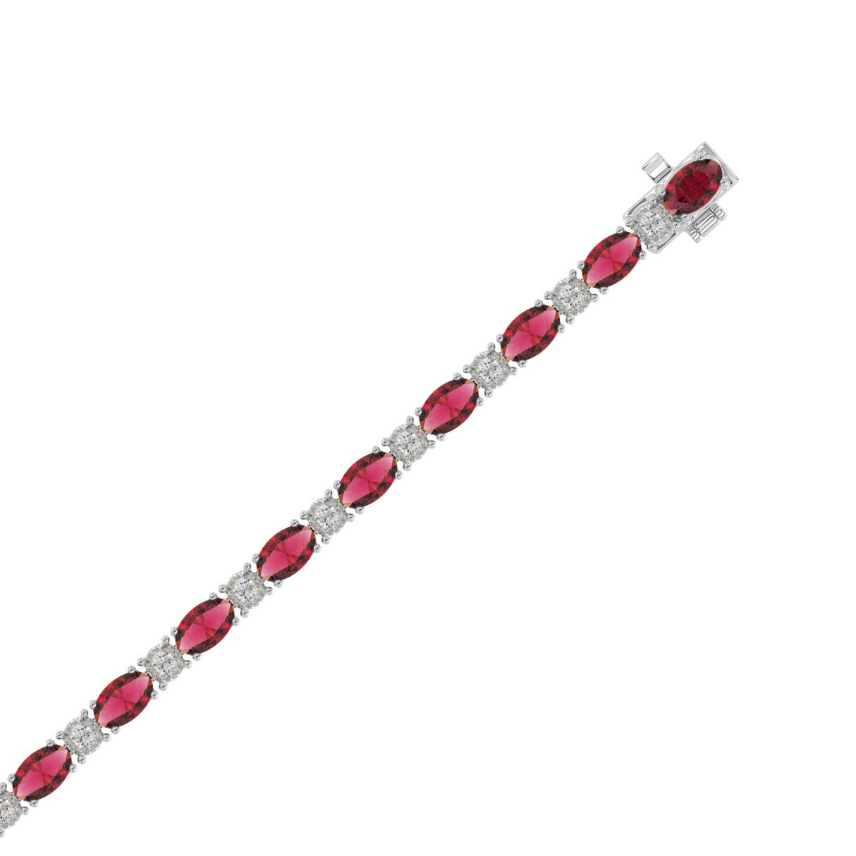 14K WHITE GOLD 6 7/8CT ROUND/RUBY OVAL DIAMOND LADIES BRACELET (OVAL RUBY 6 1/6CT)