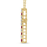 14K YELLOW GOLD 3/4CT ROUND DIAMOND LADIES PENDANT (RUBY ROUND DIAMOND 3/8CT)