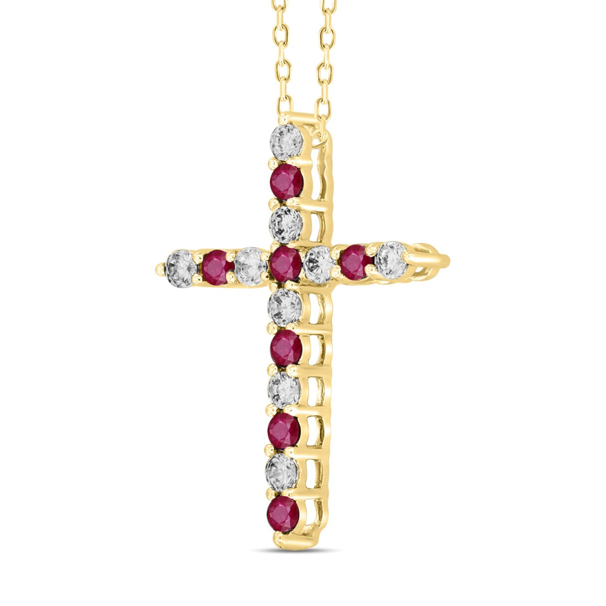 14K YELLOW GOLD 3/4CT ROUND DIAMOND LADIES PENDANT (RUBY ROUND DIAMOND 3/8CT)