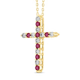 14K YELLOW GOLD 3/4CT ROUND DIAMOND LADIES PENDANT (RUBY ROUND DIAMOND 3/8CT)
