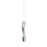 14K WHITE GOLD 7/8CT ROUND/PEAR DIAMOND LADIES PENDANT WITH CHAIN (PEAR EMERALD 5/8CT)