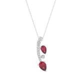 14K WHITE GOLD 7/8CT ROUND/PEAR DIAMOND LADIES PENDANT WITH CHAIN (PEAR RUBY 5/8CT)