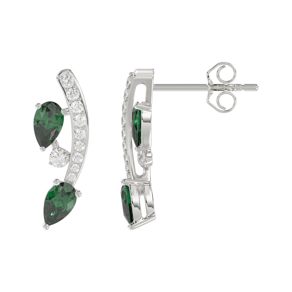 14K WHITE GOLD 1.00CT ROUND/PEAR DIAMOND LADIES EARRINGS (PEAR EMERALD DIAMOND 7/8CT)