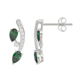 14K WHITE GOLD 1.00CT ROUND/PEAR DIAMOND LADIES EARRINGS (PEAR EMERALD DIAMOND 7/8CT)