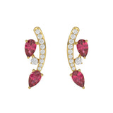 14K YELLOW GOLD 1.00CT ROUND/PEAR DIAMOND LADIES EARRINGS (PEAR RUBY DIAMOND 7/8CT)