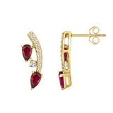 14K YELLOW GOLD 1.00CT ROUND/PEAR DIAMOND LADIES EARRINGS (PEAR RUBY DIAMOND 7/8CT)