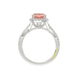 14K WHITE GOLD CRAFTED WITH 18K YELLOW GOLD SHANK 2 1/2CT ROUND/CUSHION DIAMOND LADIES BRIDAL RING (CENTER STONE CUSHION PINK DIAMOND 2.00CT)
