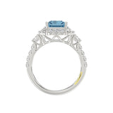 14K WHITE GOLD CRAFTED WITH 18K YELLOW GOLD SHANK 4 1/2CT ROUND/EMERALD DIAMOND LADIES RING  (CENTER STONE EMERALD BLUE DIAMOND 3.00CT)