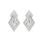 14K WHITE GOLD 1 1/4CT ROUND/KITE STEP CUT DIAMOND LADIES EARRINGS